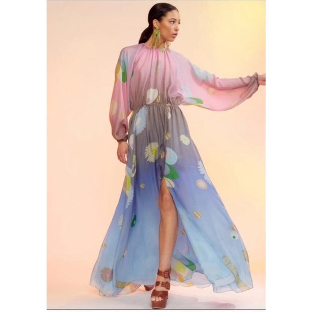 CYNTHIA ROWLEY Sz M Medium Belize Silk Maxi Dress